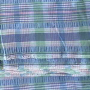 Vintage Pastel Madras Plaid Cotton Fabric – 2.5 Yards x 42” – Blue Green Pink